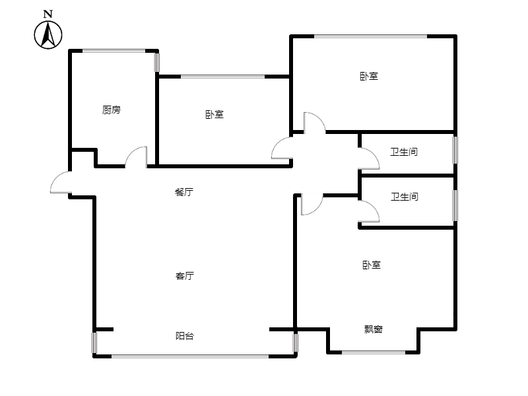 凯兴花园（悦享城）3室2厅2卫户型图