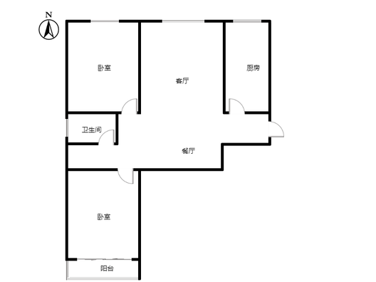 汇元新天地2室2厅1卫户型图