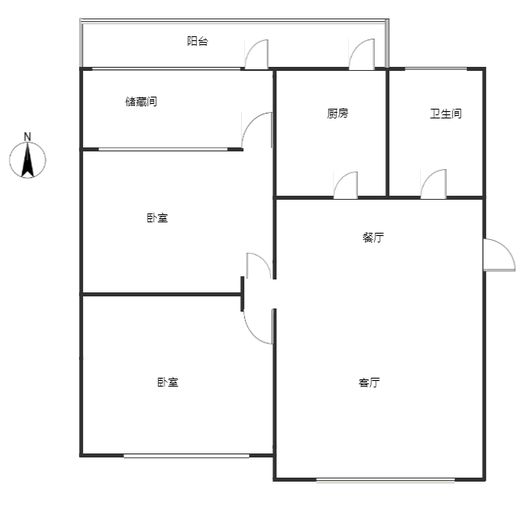发发商城2室2厅1卫户型图