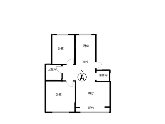 天地新城2室1厅1卫户型图