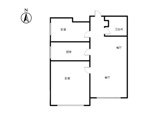 汇元学府一号2室2厅1卫户型图