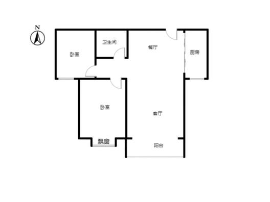 涿州孔雀城悦澜湾2室2厅1卫户型图