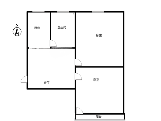 凌云厂家属院2室1厅1卫户型图