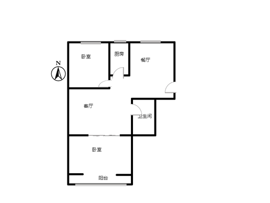 矿山局家属楼南院2室2厅1卫户型图