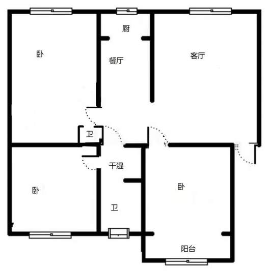 温馨小区3室2厅2卫户型图