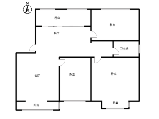 天地新城3室2厅1卫户型图