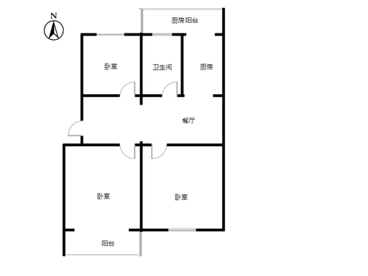 四中家属院3室1厅1卫户型图