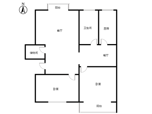 地质总局南院2室2厅1卫户型图
