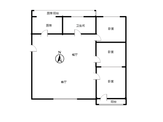 化肥厂小区3室2厅1卫户型图