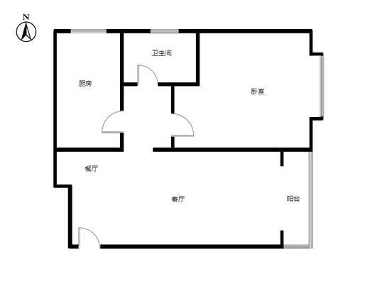 鸿坤理想湾1室2厅1卫户型图