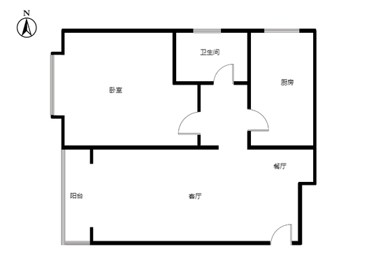 鸿坤理想湾1室2厅1卫户型图