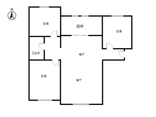 鸿坤理想湾3室2厅1卫户型图