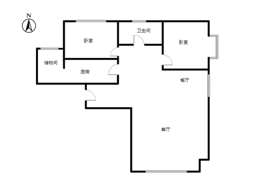 鸿坤理想湾3室2厅1卫户型图