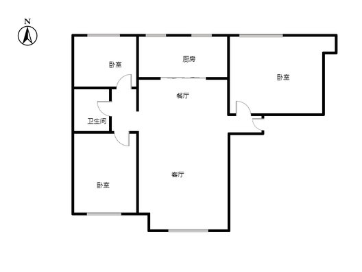 鸿坤理想湾3室2厅1卫户型图