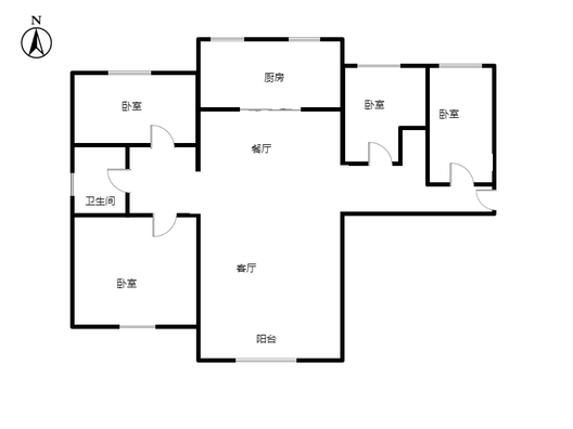 鸿坤理想湾4室2厅1卫户型图