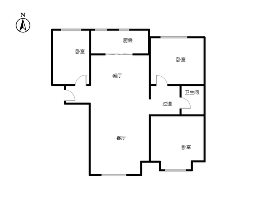 鸿坤理想湾3室2厅1卫户型图