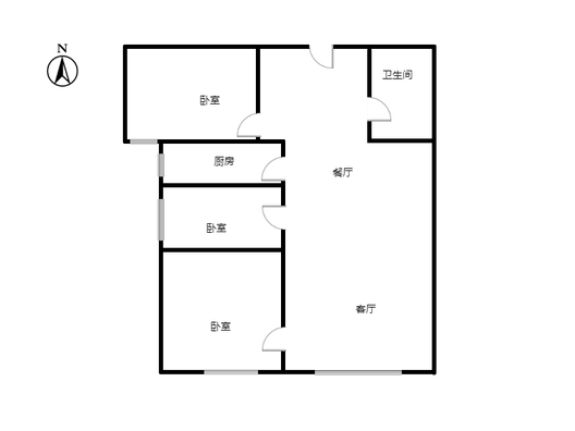 鸿坤理想湾3室2厅1卫户型图