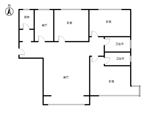 K2狮子城3室2厅1卫户型图