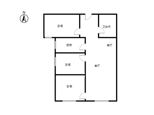 高铁新干线3室2厅1卫户型图