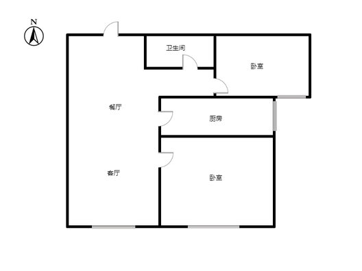 高铁新干线2室2厅1卫户型图