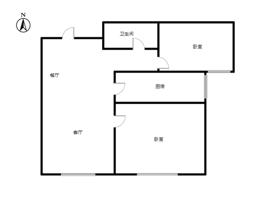 高铁新干线2室2厅1卫户型图