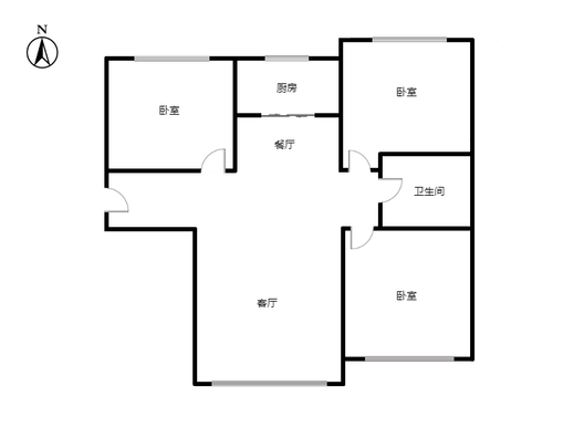 K2狮子城3室2厅1卫户型图