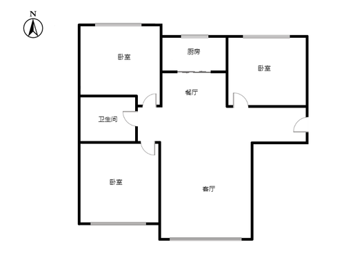 K2狮子城3室2厅1卫户型图