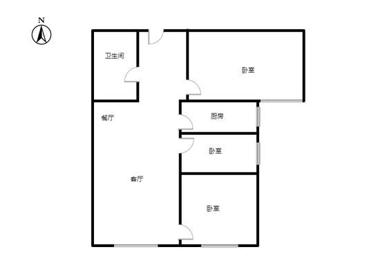 高铁新干线3室2厅1卫户型图