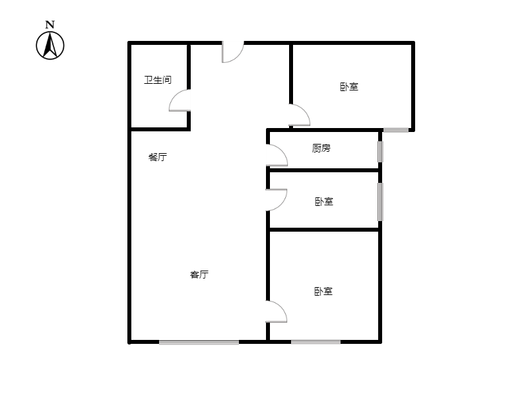 鸿坤理想湾3室2厅1卫户型图