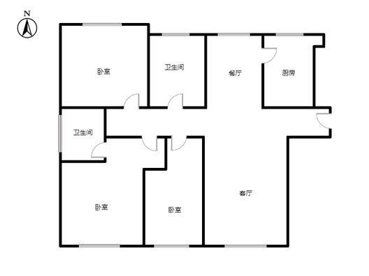 三利中和城二期西区（B区）3室2厅2卫户型图