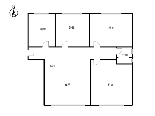 三利中和城二期西区（B区）3室2厅1卫户型图
