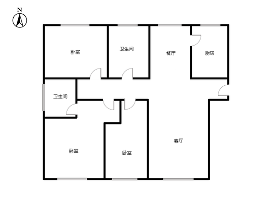 三利中和城二期西区（B区）3室2厅2卫户型图