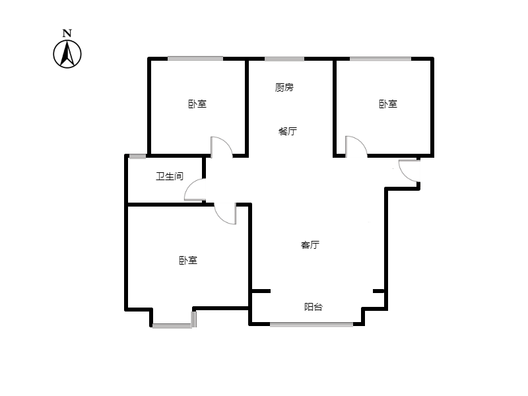 天伦湾一期3室2厅1卫户型图