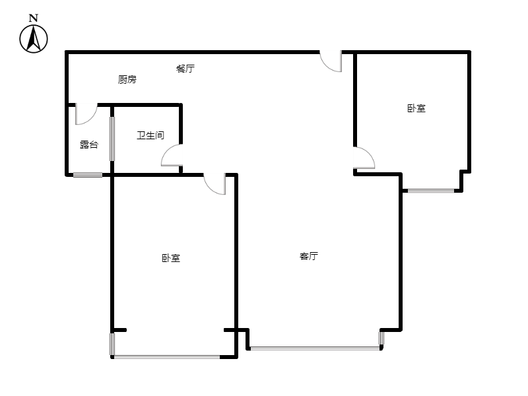 天伦湾一期2室2厅1卫户型图