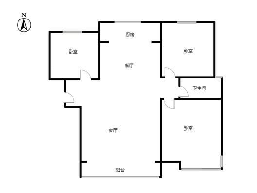 天伦湾一期3室2厅1卫户型图