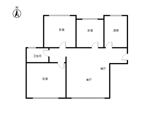 三利中和城二期西区（B区）3室2厅1卫户型图
