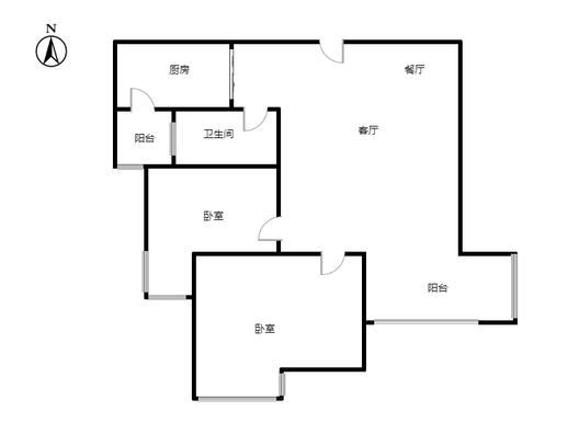 天伦湾一期2室2厅1卫户型图