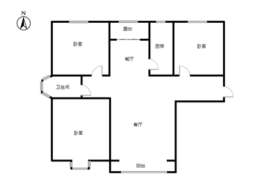香邑溪谷玫瑰园3室2厅1卫户型图