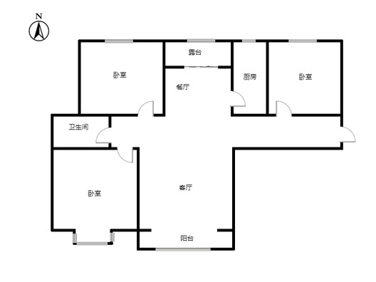 香邑溪谷玫瑰园3室2厅1卫户型图