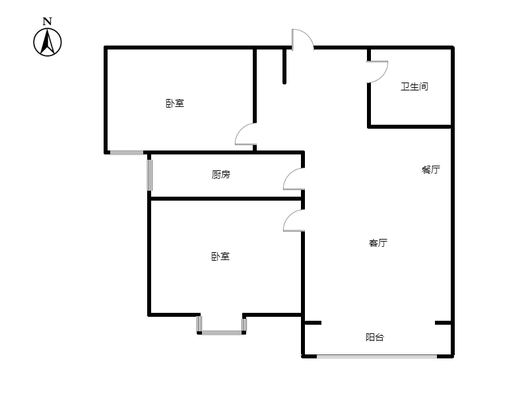 香邑溪谷玫瑰园2室2厅1卫户型图