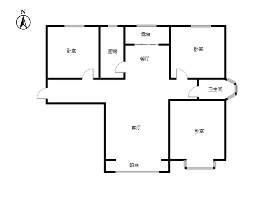 香邑溪谷玫瑰园3室2厅1卫户型图