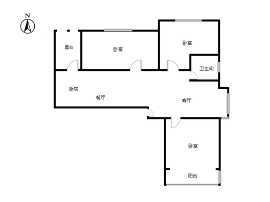 天伦湾馨园3室2厅1卫户型图