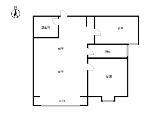 香邑溪谷玫瑰园2室2厅1卫户型图