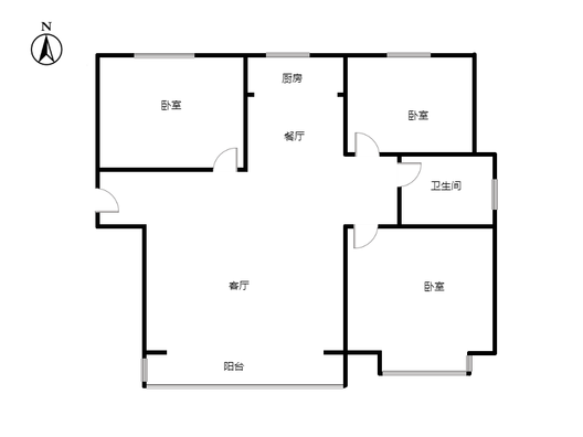天伦湾馨园3室2厅1卫户型图
