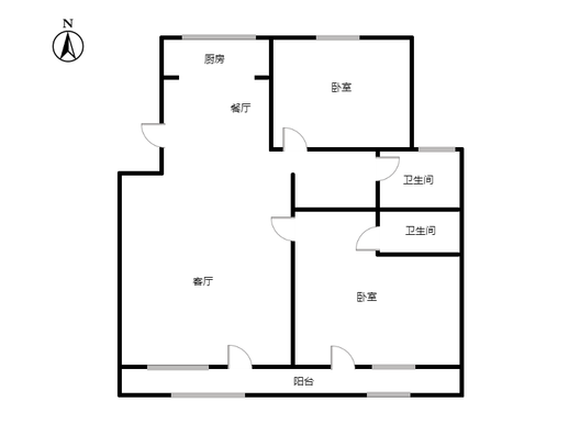 香邑溪谷玫瑰园2室2厅2卫户型图