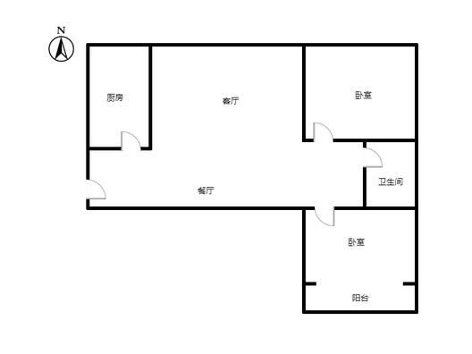 水岸花城2室2厅1卫户型图
