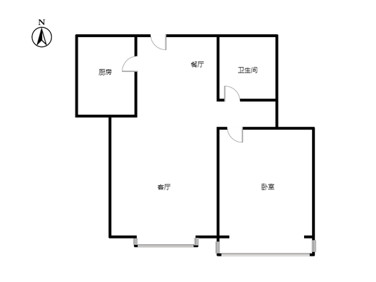 水岸花城1室2厅1卫户型图