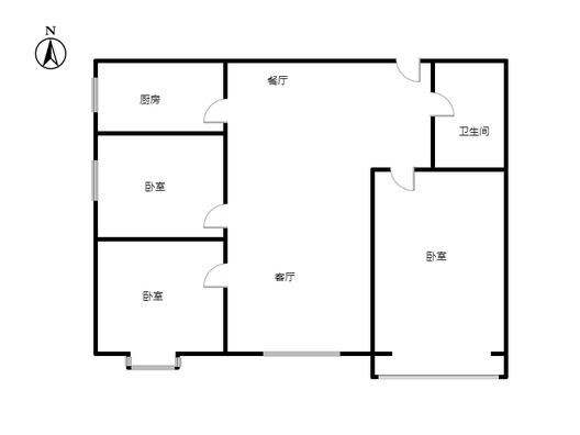 水岸花城3室2厅1卫户型图