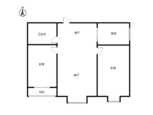 富力花园2室2厅1卫户型图