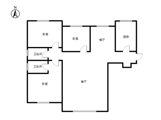 鸿坤理想湾3室2厅2卫户型图